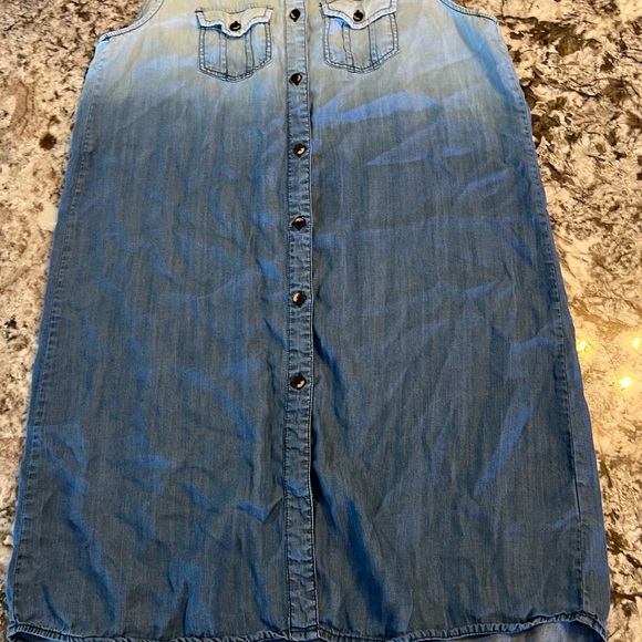 S Given Kale Women's Lyocell Shirt Dress Blue Sleeveless Summer Fall Denim Raw H - Picture 11 of 11